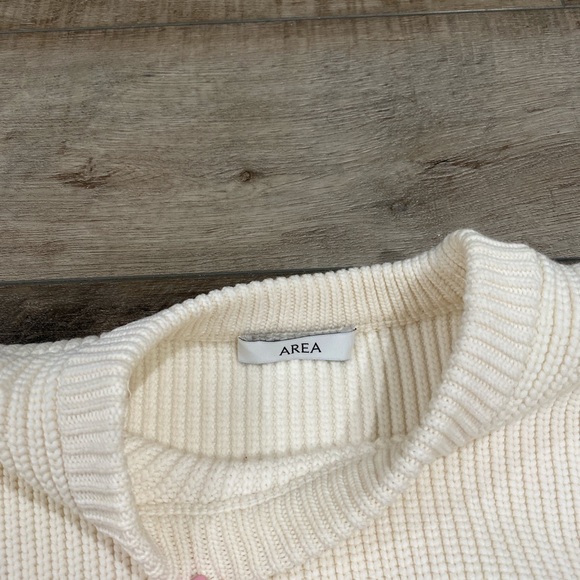 AREA NYC cropped crystal embellished ribbed cotton blend sweater - Picture 5 of 8